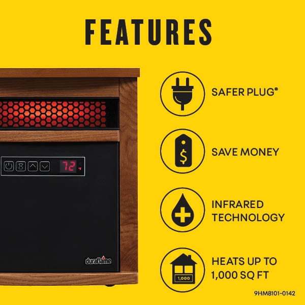 Duraflame® Portable Electric Infrared Quartz Heater, Oak - Walmart.com