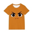 thumbnail image 2 of Blusas y camisas de manga corta con cuello redondo para niños y niñas, color liso, con estampado de expresión linda, manga corta, holgadas y cómodas, blusa para niña, 2 of 6