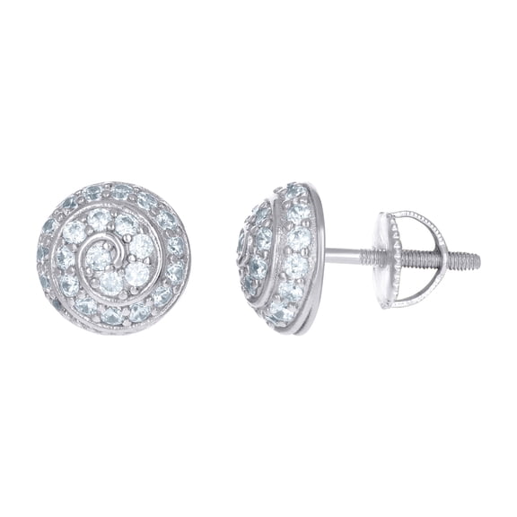 925 Sterling Silver Unisex Cubic Zirconia Round Stud Earrings 9.3x9.3mm Wide Stud Earring for Women