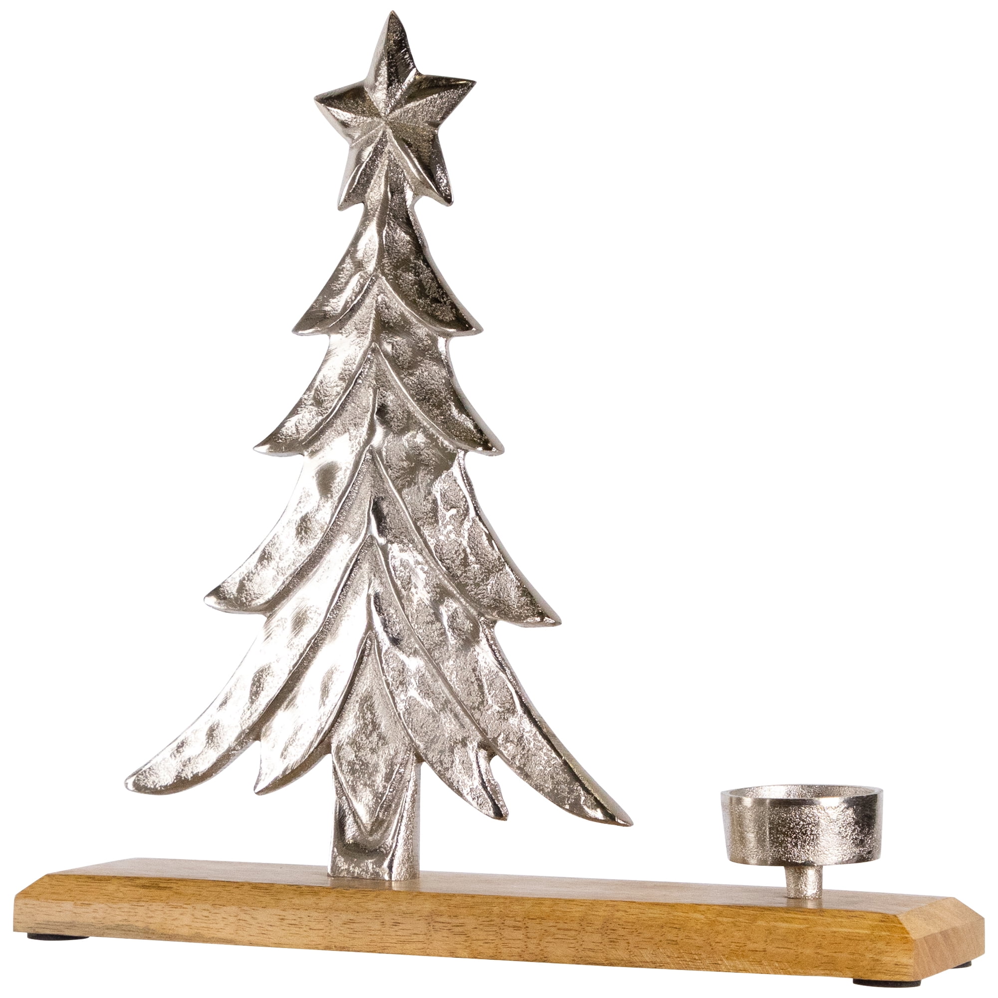 Northlight Downswept Tree with Star Topper Metal Christmas Tealight Holder - 11.5"