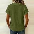 thumbnail image 6 of VBVC Women's Cotton Shawl Collar Blouse , Ladies' V-Neck Short Sleeve Casual Top , Breathable Everyday Summer Shirts For Women,Army Green,S-2XL, 6 of 8