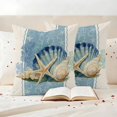 thumbnail image 2 of Pack of 2 Blue Coastal Starfish Outdoor Pillow Covers Decorative, Waterproof Pillow Protector, Vintage Beige Nautical Coral Summer Throw Pillowcases Accent Cushion Cases for Patio Couch Sofa 20"x20", 2 of 8