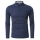 thumbnail image 1 of Camiseta de manga larga informal de color liso con solapa para hombre: 35 % poliéster/65 % algodón, tallas S-XXL, adecuada para el trabajo y las fiestas, 1 of 7