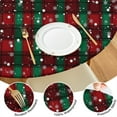 thumbnail image 4 of Red and Green Plaid Christmas Snow Pattern Round Fitted Tablecloth with Elastic Edge,Dining Table Cover Waterproof,Outdoor Round Tablecloth for Camping,Dining,Indoor and Outdoor, 4 of 7