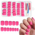 thumbnail image 1 of Bellelfin Uñas postizas adhesivas cortas cuadradas color rosa intenso mate, 120 piezas, 1 of 7