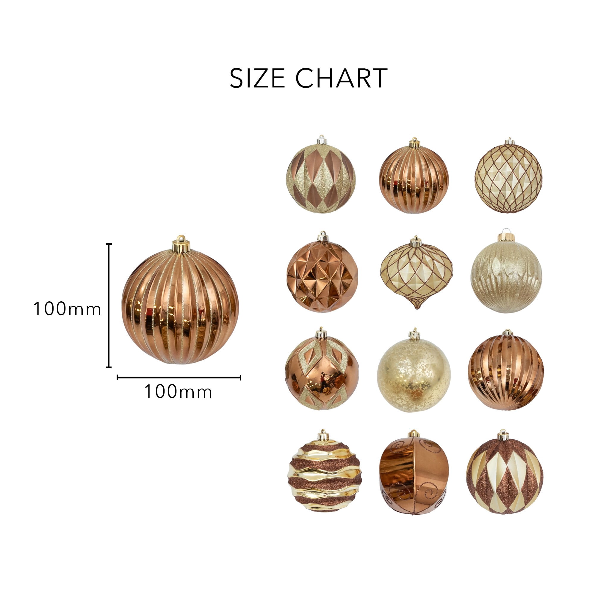 12-pc Gold and Bronze Ball Shatterproof Christmas Ornaments