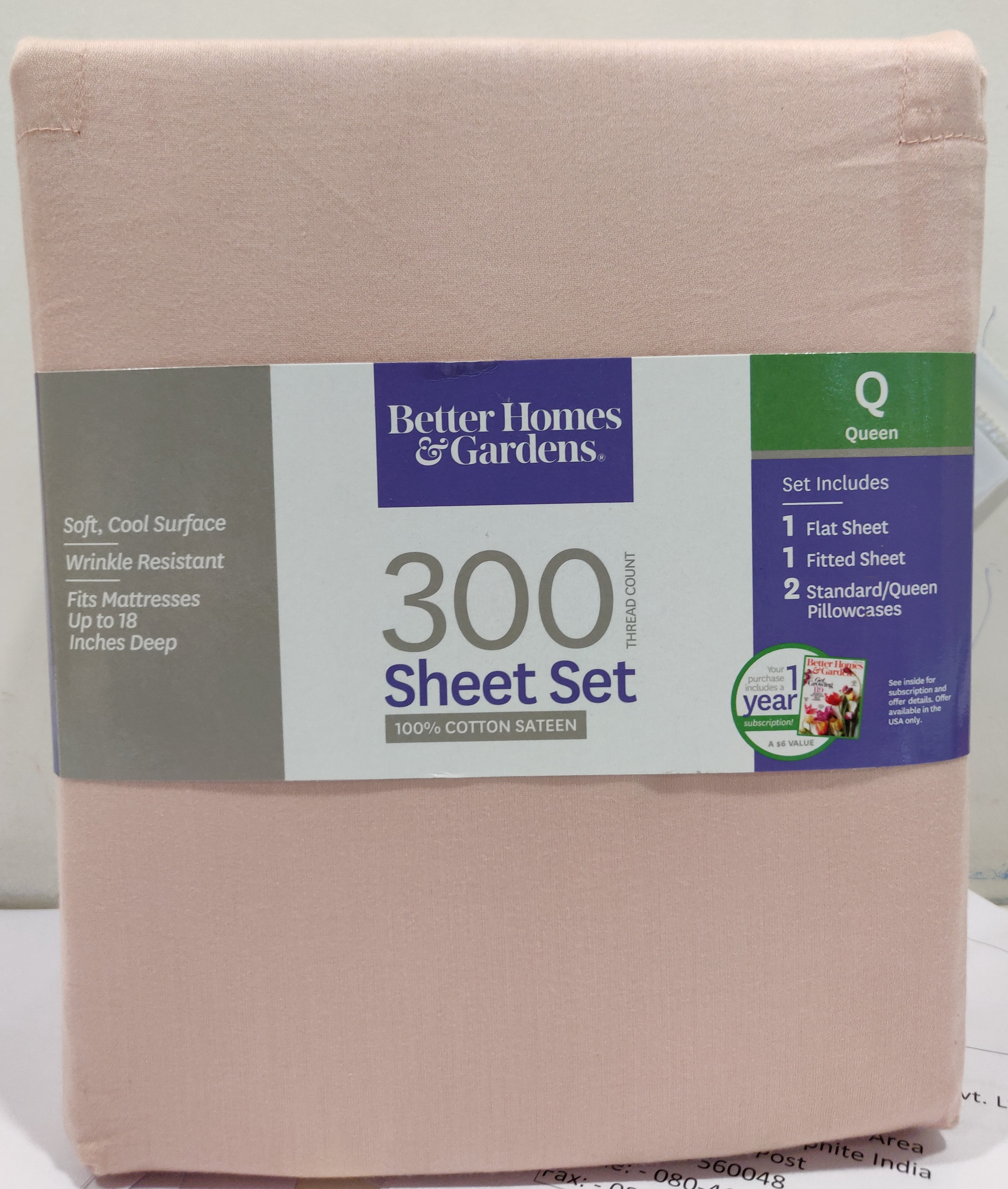 Better Homes & Gardens 300 Thread Count 100% Cotton Wrinkle Resistant Sheet Set, Queen Cherry Blossom