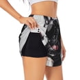 thumbnail image 1 of Balery Cool French Bulldog Wine Pantalones cortos deportivos para mujer con forro y dos bolsillos, elásticos, para entrenamiento, gimnasio, yoga-Large, 1 of 7