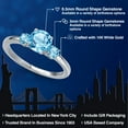 thumbnail image 2 of Gem Stone King 14K White Gold Swiss Blue Topaz Engagement Ring for Women | 1.50 Cttw | Round 6.5MM | Gemstone November Birthstone | Size 9, 2 of 6