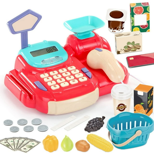 Cash Register Toy Light Sound Educational Market Play Toy Pretend Toy for Kids