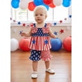 thumbnail image 6 of Loicainy Baby Toddler Girl 4th of July Clothes 6 12 18 24 Months 2T 3T 4T Star Stripe Print Flutter Sleeve Tank Tops and Ruffle Hem Shorts Summer Outfits Set, 6 of 9