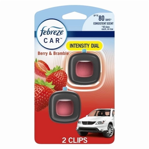 (  4 Pack ) Febreze Car Air Freshener, Odor-Fighting Car Vent Clip, Berry & Bramble, 2 Countt