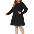 thumbnail image 2 of Unique Bargains Women's Plus Christmas Peter Pan Collar A Line Knee Length Dress 4X Dark Black, 2 of 6