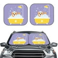thumbnail image 6 of Lsque Corgi Washing in Bathtub 2 PCS Windshield Sun Shade | CarFoldable Window Covers | Car Accessories Reflect UV for Universal Cars SUV Truck | Large, 6 of 7