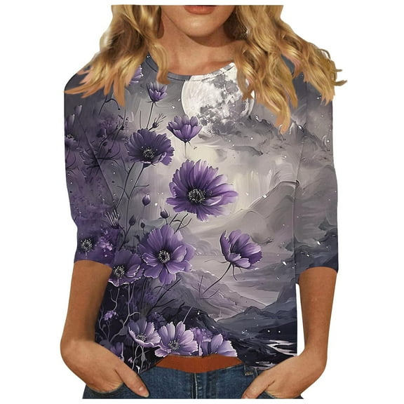 Women Blouse 3/4 Sleeve Petite, Short Sleeve Shirts for Women Plus Size Generic Womens Tops Fashion Summer Crop Tops for Women Drop Shoulder Longline