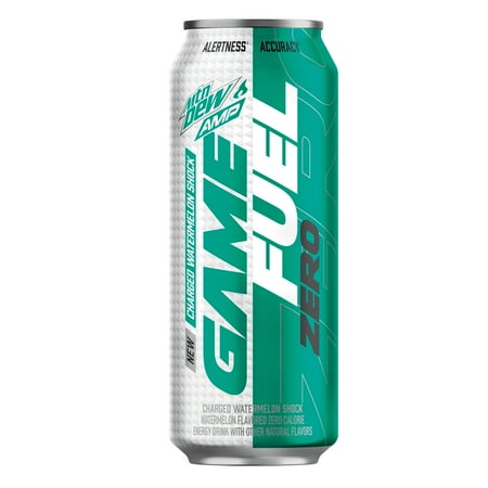 Mtn Dew Amp Game Fuel Zero Charged Watermelon Shock 16 Oz Can
