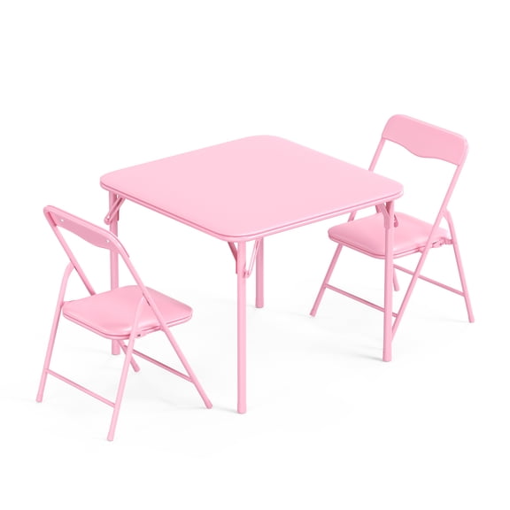 GoDecor Children Play Table Set with Chairs, Folding Square Table with 2 Chairs for Drawing, Studying, Playing, Eating for 4-7 Years Old Kids
