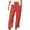 Watermelon Red, variant on Women's Summer Casual Cotton Linen Pants Solid Color Elastic Waist Loose Fit Straight Leg Crop Pants Breathable Lightweight Beach Ankle Trousers with Pockets