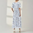 thumbnail image 4 of SYMOID Fashion Womens Casual Floral Wrap Maxi Dress with Short Sleeve V Neck,Gray,Size L, 4 of 6