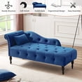 thumbnail image 4 of Holaki 60.6" Velvet Chaise Lounge Buttons Tufted Nailhead Trimmed Solid Wood Legs with 1 Pillow,Blue, 4 of 7