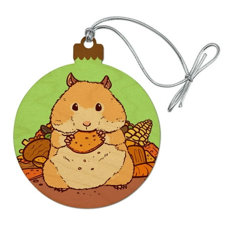 Hamster Eating Stash of Food Wood Christmas Tree Holiday