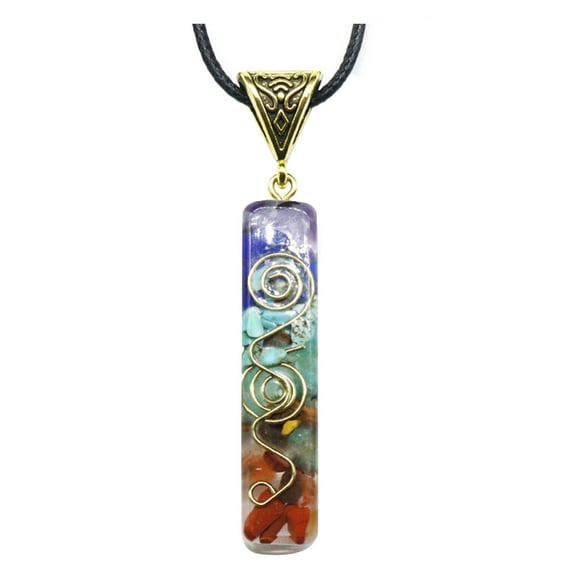Dengmore Necklace Colorful Crushed Stone Necklace Resin Rubber Wrapped Natural Stone Pendant