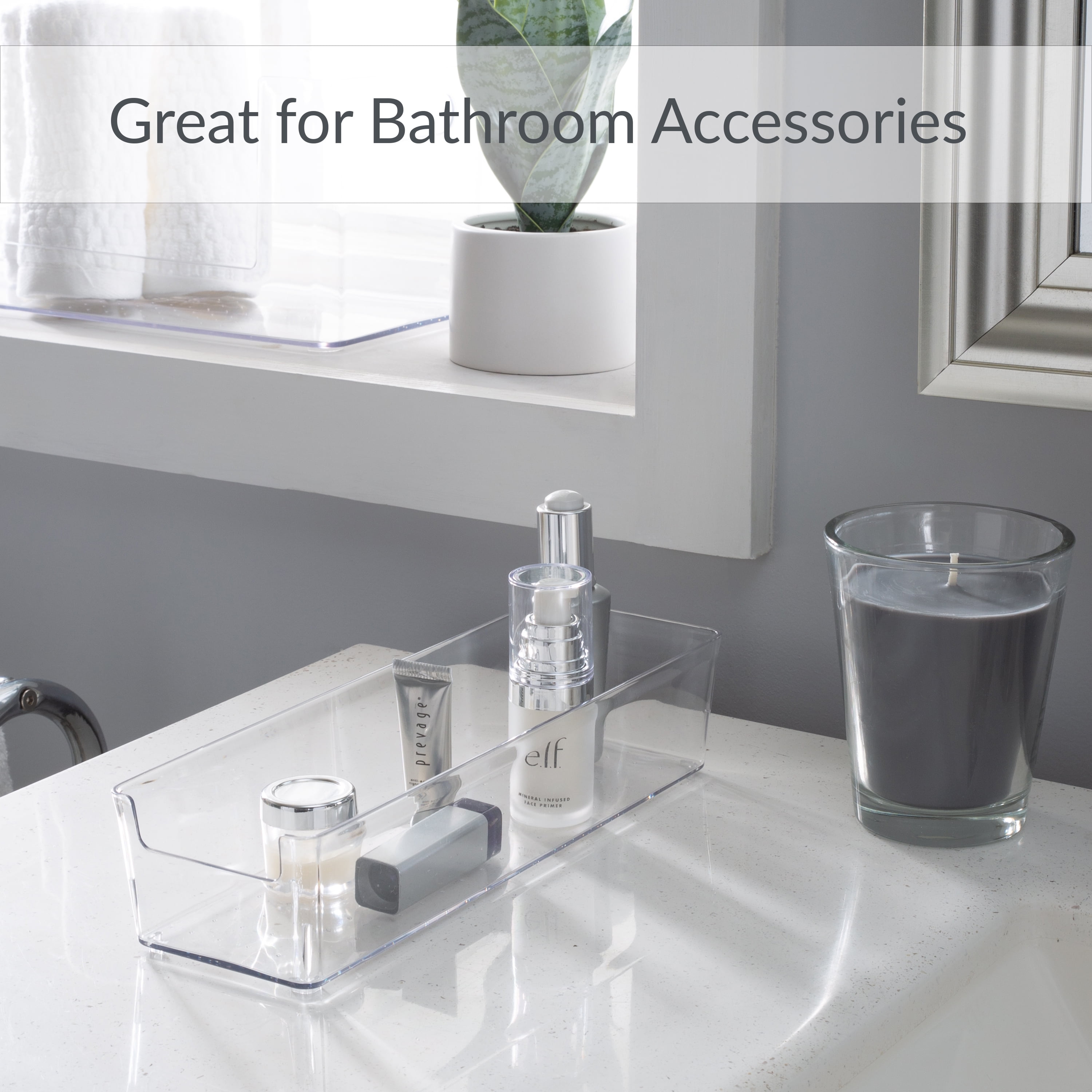 Simplify 2 Pack Medium 11.6" x 3.7" Rectangular Drawer Organizer, Clear