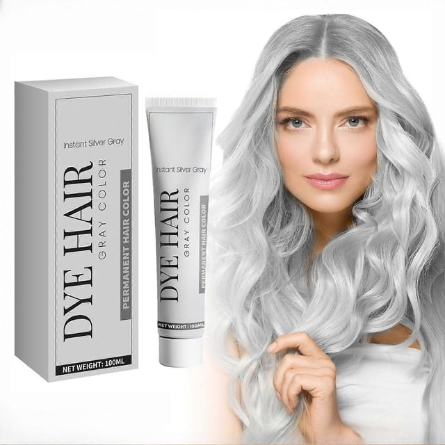 Tinte para el cabello gris plateado con amoníaco, vegano, con cobertura de hasta el 100% de las canas y color de larga duración para mujeres y hombres.