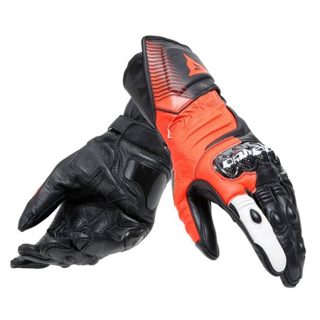 Dainese Carbon 4 Long Leather Gloves Black/Fluorescent-Red/White - 2XL
