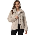 thumbnail image 1 of Chaquetas De Lana Para Mujer Otoño Invierno Botón Abajo Manga Larga Suave Fuzzy Shaggy Teddy Abrigos Chaqueta Caqui L, 1 of 5