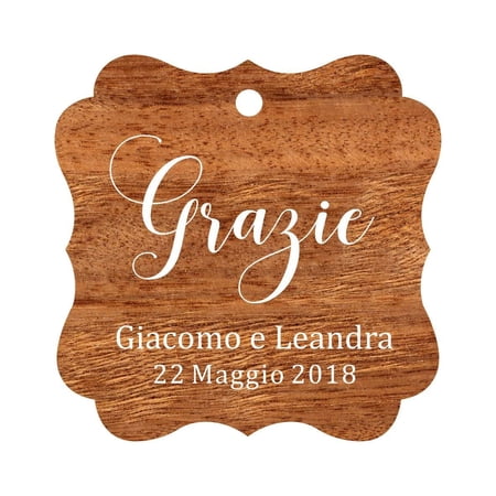 Darling Souvenir Wedding Favor Tag Grazie Wedding Thank You Gift Custom Hang Tags-Rustic Wood-100 Tags