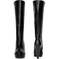 thumbnail image 5 of BLISSFUL STEP Women's Boots Round Toe Platform Chunky Heel Knee High Side Zipper Boots  Black 7, 5 of 6
