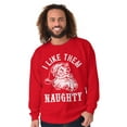 thumbnail image 2 of Funny Xmas Santa I Like Them Naughty Men's Big & Tall Crewneck Sweatshirt Brisco Brands 2X, 2 of 4