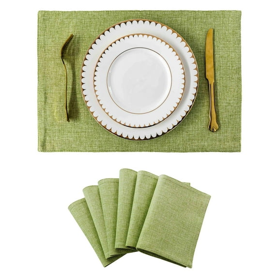XmhyTop 4 Pcs Cloth Placemats, Light Green Table Place Mats 33*48cm (12.99*18.9in), Washable Table Mats for Dining Table, Kitchen, Home Decor, Durable Polyester Material