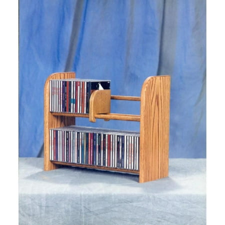 Video Component Rack - The Wood Shed Solid Oak 2 Row Dowel 84 CD Media Rack