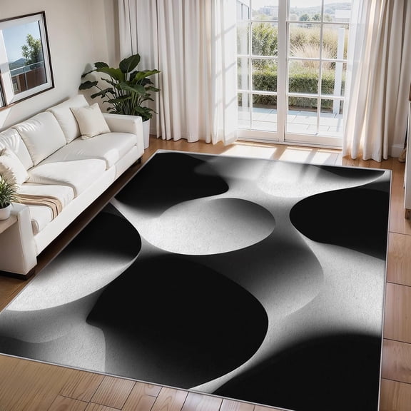 Optical Illusion Area Rugs, Black White Modern Abstract Carpet, Washable Non Slip Low Pile Soft Rug for Living Room Bedroom Decor Mat 2ftx3ft