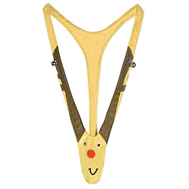 Navidad regalo de mordaza ropa interior de reno Mankini hombres Tanga trajes con campanas bromas para elefante blanco intercambio regalos Día de San Valentín Xemadio DLM806