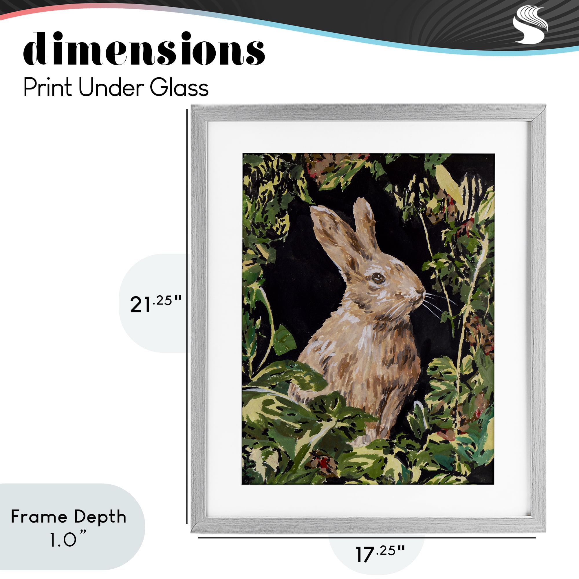 Stupell Industries Wreathed Botanicals Rabbit Gray Framed Print Under Glass, design by Melissa Wang
