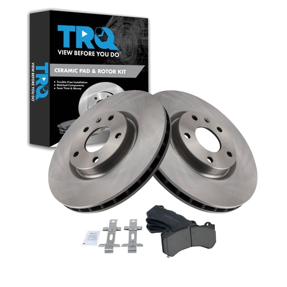 TRQ Front Brake Pad & Rotor Kit Brake Pads Brake Rotor Ceramic Fits Select 2016-2019 Chevrolet Corvette