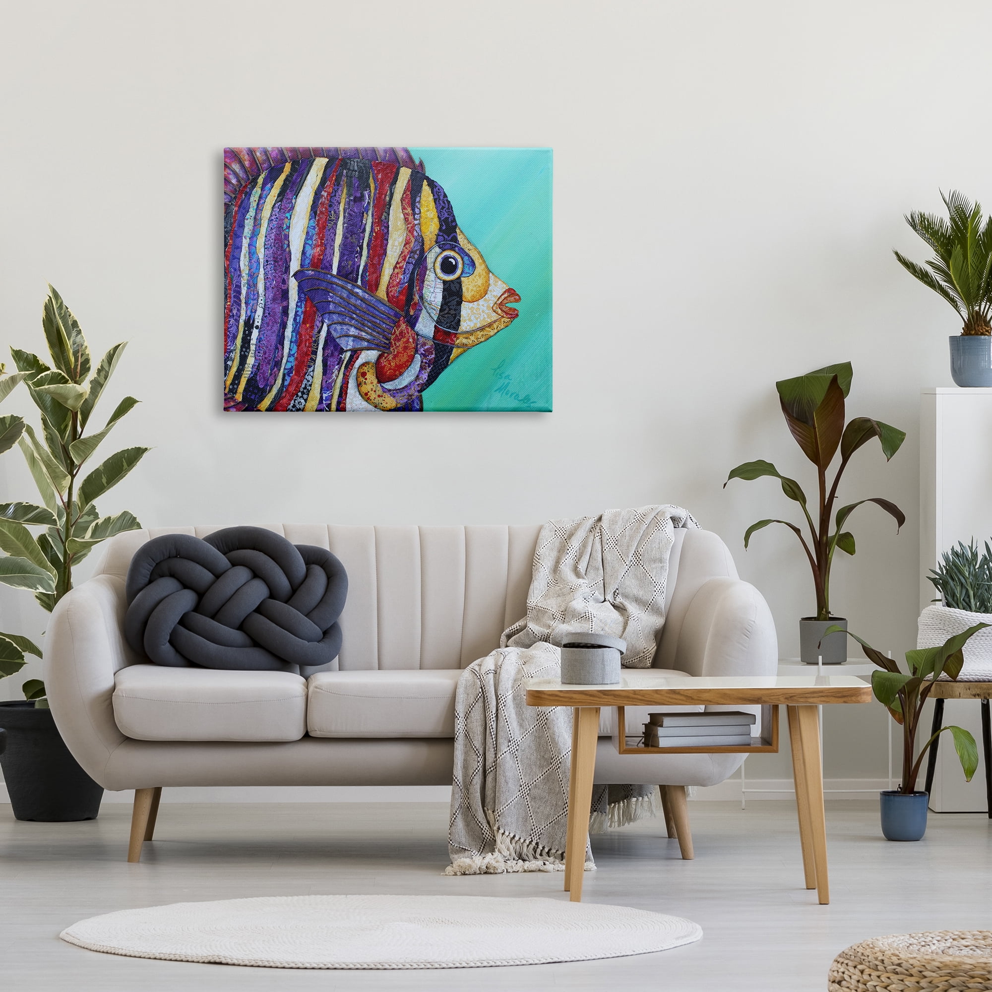 Stupell Industries Broad Fin Varied Layered Stripes Aquatic Fish Design Painting Gallery Wrapped Canvas Print Wall Art, Design by Lisa Morales