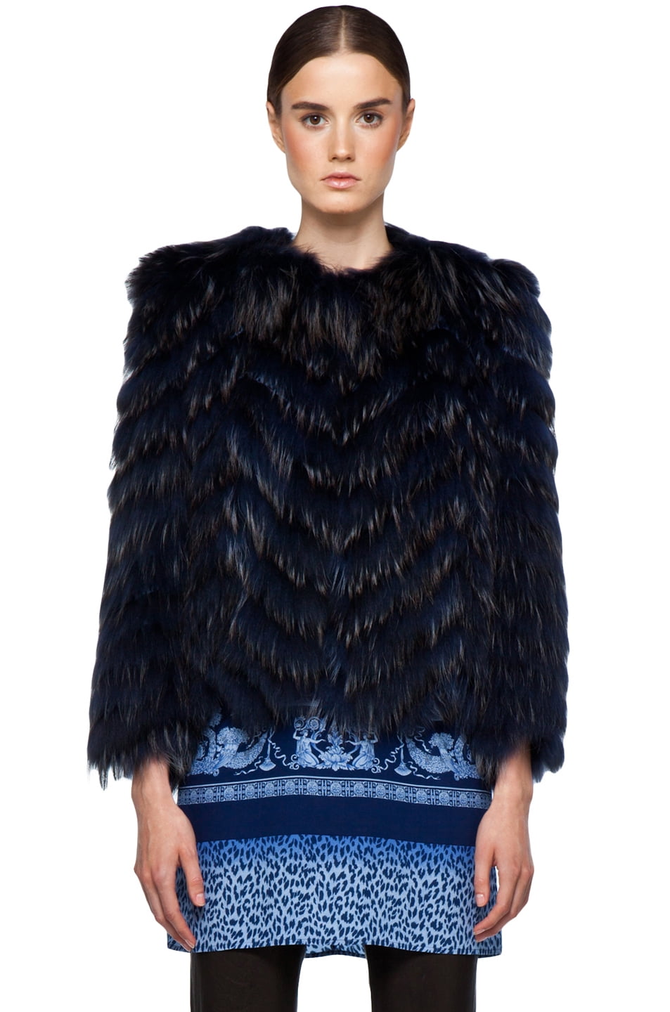 Versace Versace Women Real Fur Jacket, Midnight Blue
