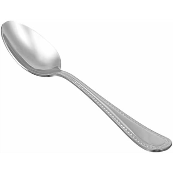 Basics Stainless Steel Dishwasher Safe Dinner Spoons with Pearled Edge, Large Tablespoons, 7.7 inches, Pack of 12, Silver