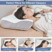 Memory Foam Pillow Neck Pillow, Adjustable Ergonomic Contour Support Cervical Pillow Slow Rebound Memory Foam for Sleeping, Back, Stomach, Side Sleeper, 23.6x 13.3x 4.3