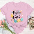 thumbnail image 3 of Mujeres de Manga Corta Tops Casual Nuevo Cuello Redondo Pascua, Ligera Camiseta de Poliéster Spandex, 3 of 4
