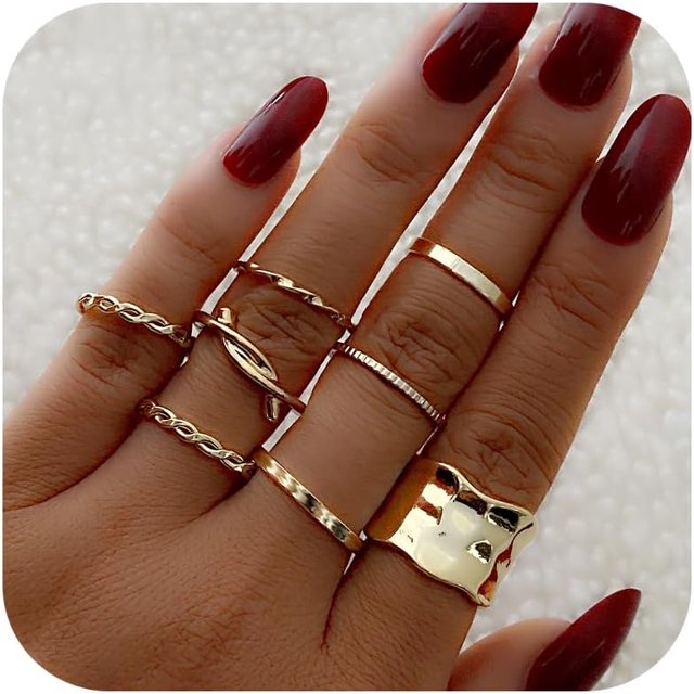 HAHDAXIA Stocking Stuffers for Teens Gold Stackable Rings Set for Women Vintage Knuckle Rings for Teen Girls Midi Rings Pack Statement Bohemian Stacking Rings for Women Multiple Rings Pack