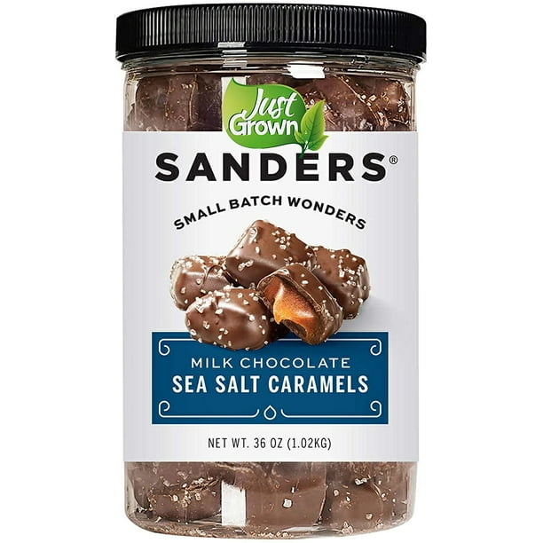 Just Grown Sanders Milk Chocolate Sea Salt Caramels, Small Batch Wonders, 36 oz