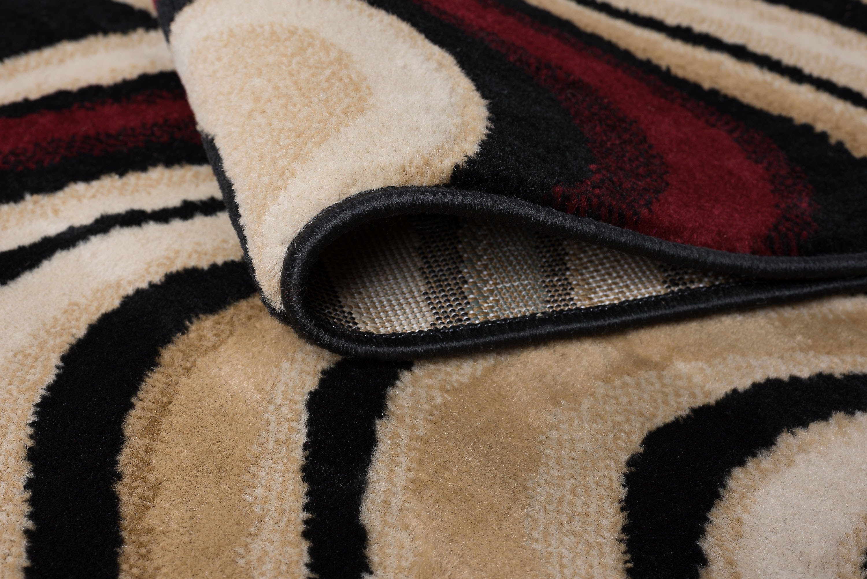 Contemporary 5x7 Area Rug (5' x 7') Abstract Black, Red Living Room Easy to Clean