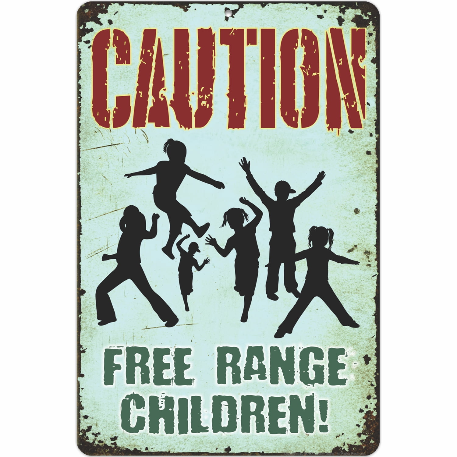Rustic Novelty Bar Sign, Caution, Free Range Children Sign