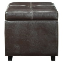 KioJJp Treasure Tufted Faux Leather Square Storage Ottoman Cube In Espresso