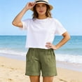 thumbnail image 5 of Noric Women's Cotton Casual Shorts High Waisted Elastic Waist Loose Fit Lightweight Summer Beach Shorts with Pockets, 5 of 9